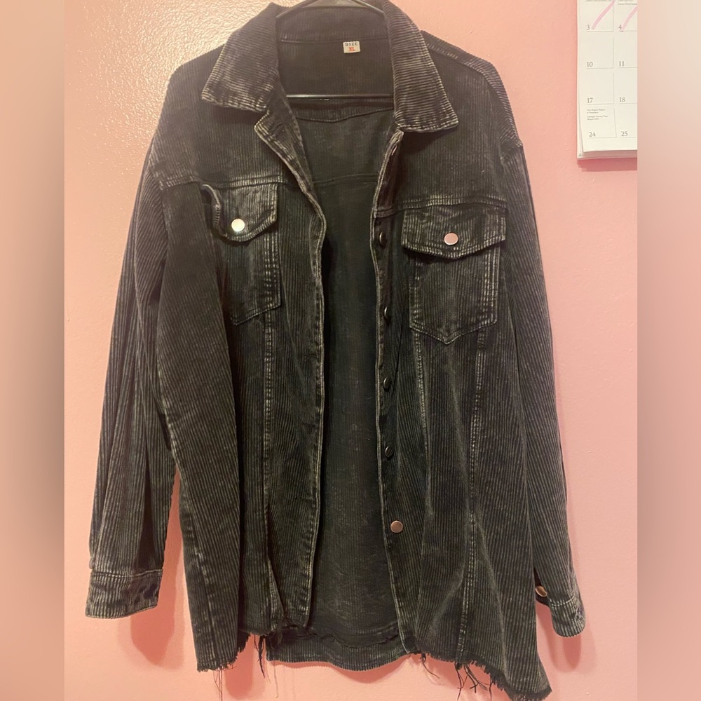 Women's Casual Oversized Corduroy Shacket Button